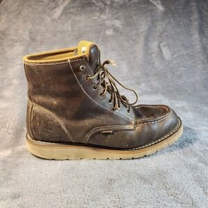 Carhartt Boots Mens 9.5 Brown Leather Waterproof 6" Moc Toe Wedge Work  CMW6095